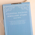 Celestial Metal Folding Jewellery Stand Back of Box