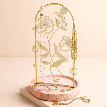 Floral Jewellery Stand with Terrazzo Base