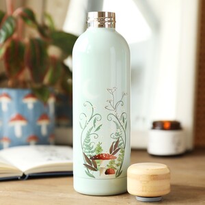 Moonrise Blue Metal Water Bottle with Bamboo Top