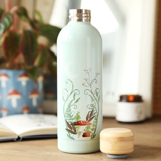 Moonrise Blue Metal Water Bottle with Bamboo Top