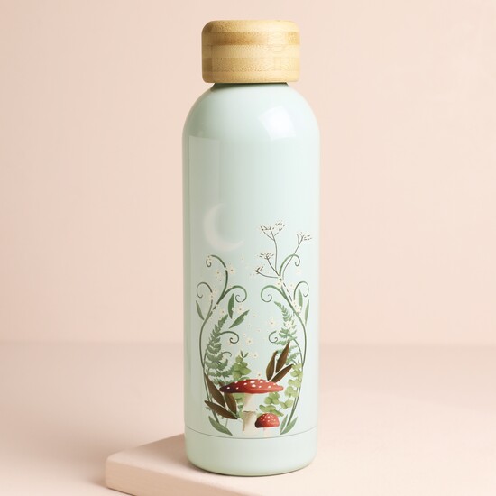 Moonrise Blue Metal Water Bottle with Bamboo Top