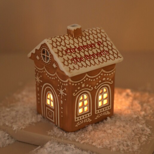 Lit Up Personalised Gingerbread House Ceramic Wax Melt Burner