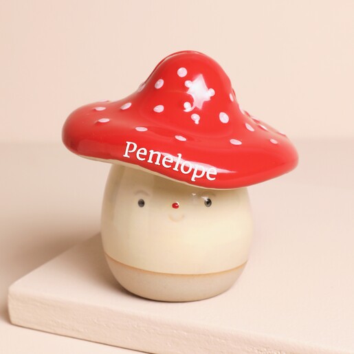 Personalised Name Ceramic Toadstool Money Box Personalised Name Ceramic Toadstool Money Box