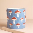 Blue Embossed Toadstool Ceramic Planter