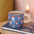 Blue Embossed Toadstool Ceramic Mug