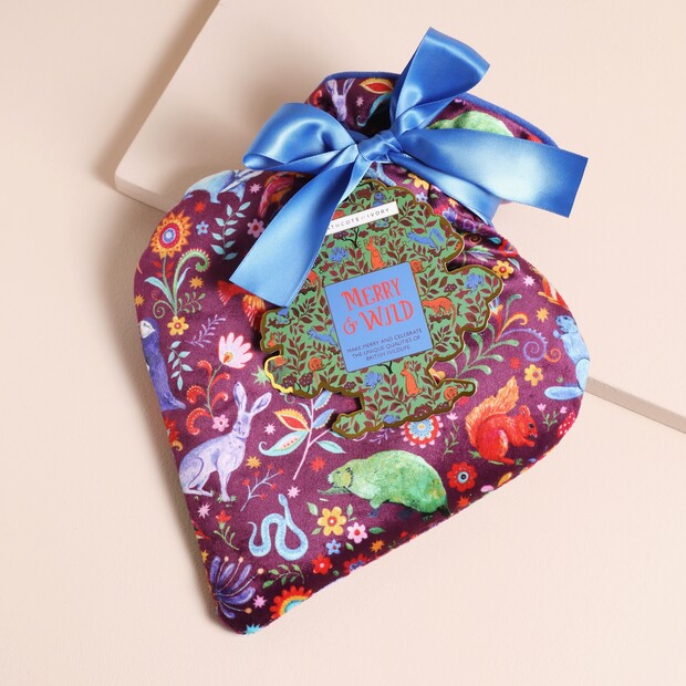 Heathcote & Ivory Merry and Wild Heart Shaped Hot Water Bottle Heathcote & Ivory Merry and Wild Heart Shaped Hot Water Bottle