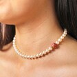 Small 20th Anniversary Pearl Necklace on Model