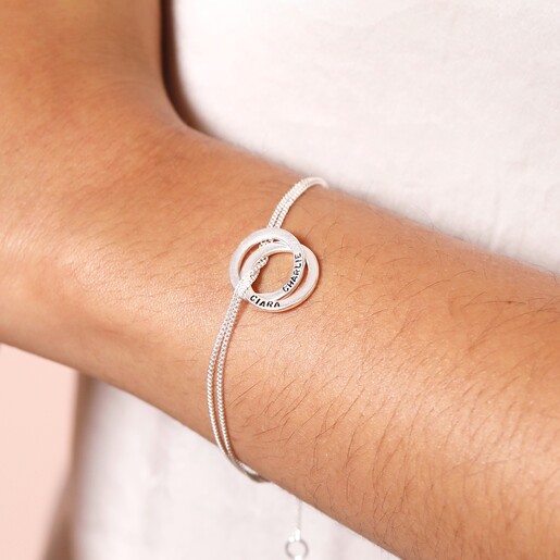 Personalised Sterling Silver Interlocking Circles Bracelet