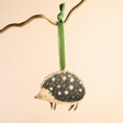 Wooden Hedgehog Hanging Decoration Hanging on a Branch