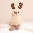 Jellycat Amuesables Peanut Reindeer Soft Toy with a red nose, brown boots and brown antlers