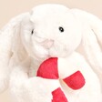 Close Up of Jellycat Bashful Bunny with Candy Cane Soft Toy on white background