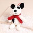 Jellycat Bashful Puppy Decoration Soft Toy with a red hanging string