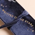 Gold Lettering on Navy Celestial Velvet Jewellery Roll 