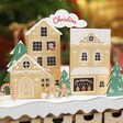 Close up of Personalisation and Cutout on Personalised Fill Your Own Gingerbread Village Cutout Advent Calendar