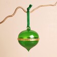 Hanging Ribbed Green Glass Secret Opening Bauble