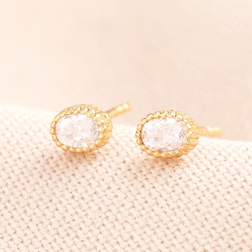 Close up Crystal Ridge Centre Studs in Gold