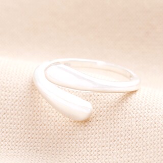 Adjustable Sterling Silver Teardrop Wrap Ring in Silver