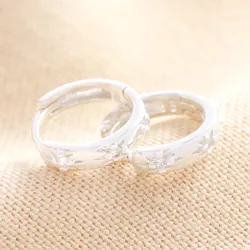 Sterling Silver Crystal Patterned Huggie Hoop Earrings in Silver