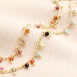 Close Up of Colourful Semi-Precious Stone Tiny Droplet Bracelet in Gold