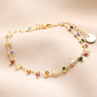 Colourful Semi-Precious Stone Tiny Droplet Bracelet in Gold