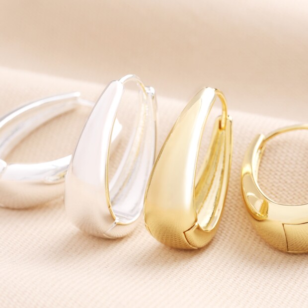 Large Tapered Hoop Earrings Silver main image 1