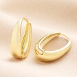 Oval Hoop Earrings with a hinge lever that clicks into place. The base widens and is narrower at the top of the earring.