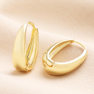 Tapered Oval Hoop Earrings in Gold