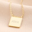 Gold Personalised Sunbeam Square Pendant Necklace 