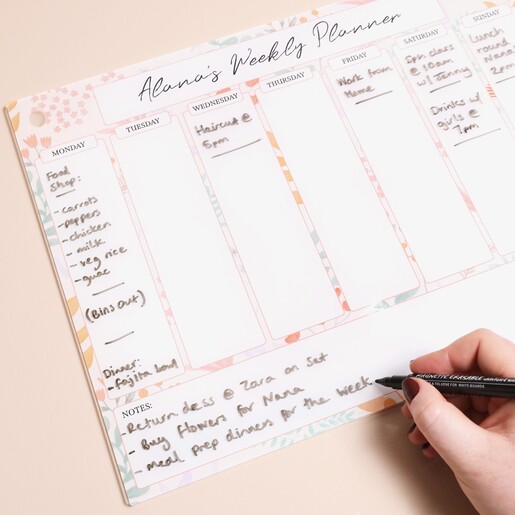 Personalised Floral Weekly Wipeable Acrylic Wall Planner Personalised Floral Weekly Wipeable Acrylic Wall Planner