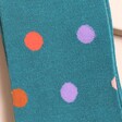 Close Up of Spot Socks in Teal