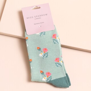 Miss Sparrow Silver Mini Floral Socks