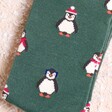 Close Up of Green Baby Penguin Socks