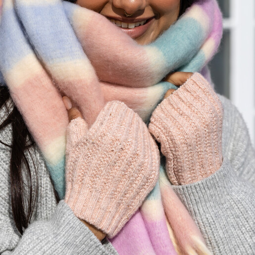 Soft Knitted Hand Warmers in Pink | Accessories | Lisa Angel