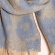 Close Up of Blue and White Leopard Print Winter Scarf