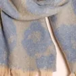 Close Up of Blue and White Leopard Print Winter Scarf