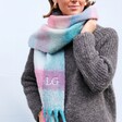 Model Shot of Personalised Ombre Check Winter Scarf