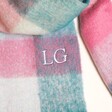 Close up of Ombre Check Winter Scarf Personalisation