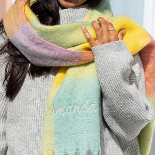Personalised Pastel Check Winter Scarf