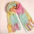 Personalised Pastel Check Winter Scarf on a Beige Background