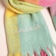 Close Up of Personalised Pastel Check Winter Scarf