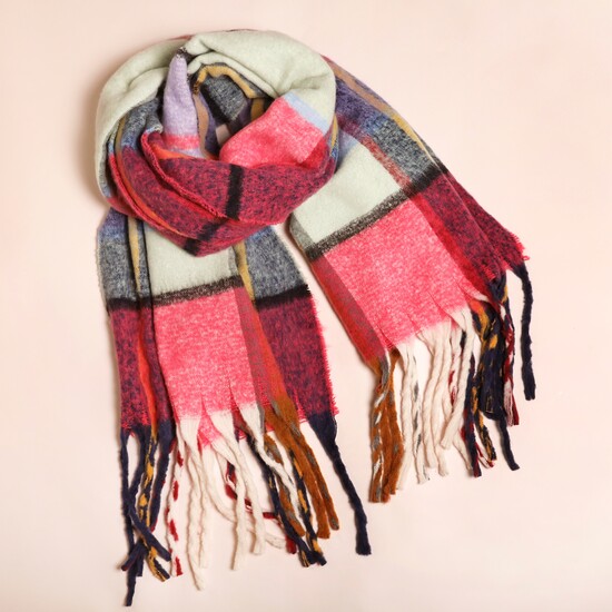 Pink Tartan Winter Scarf