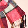 Close Up of Checked Pattern on Pink Tartan Winter Scarf