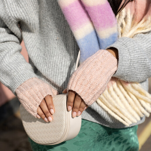 Soft Knitted Hand Warmers in Pink | Accessories | Lisa Angel