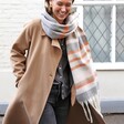 Model Shot of Terracotta Stripe Winter Scarf