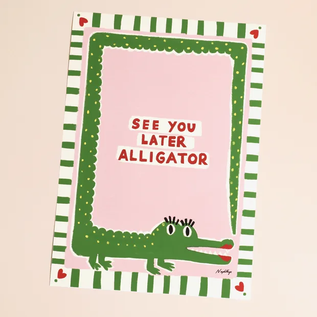 Nephthys Illustrated See You Later Alligator A4 Print Nephthys Illustrated See You Later Alligator A4 Print