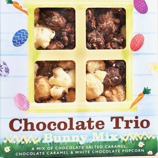 Close Up of Popcorn Shed Chocolate Trio Bunny Mix