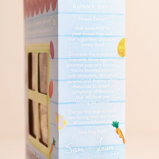 Packaging for the Popcorn Shed Chocolate Trio Bunny Mix