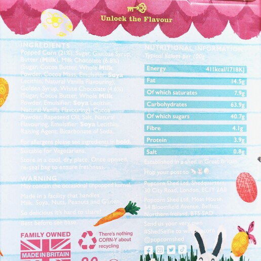 Packaging for the Popcorn Shed Chocolate Trio Bunny Mix