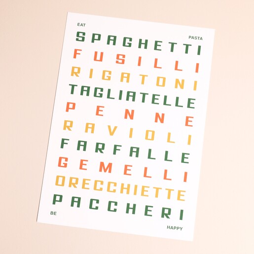 Proper Good Pasta A4 Print Proper Good Pasta A4 Print on a beige background.