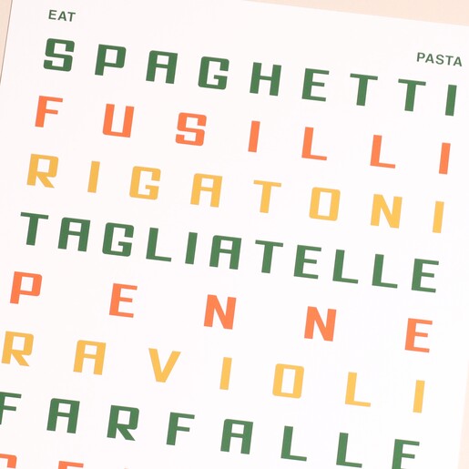 Close Up of Pasta Names Close Up of Proper Good Pasta A4 Print